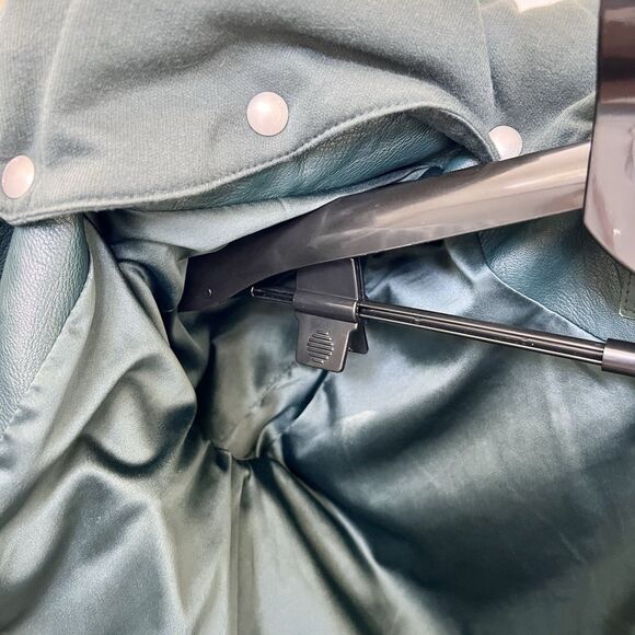 Blank NYC Moto Jacket With Removable Hood Size Small In Green Faux Leather GUC - Picture 8 of 9